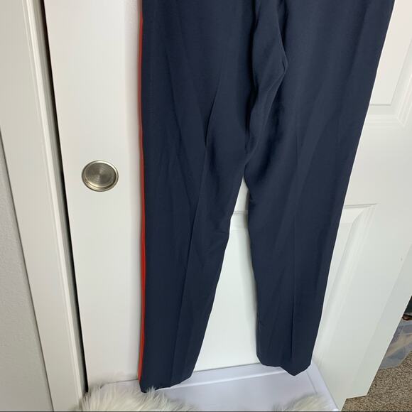 Rag & Bone Navy Blue Dagger Side Tuxedo Stripe High Waist Slim Pants Szie 0 - Picture 7 of 8
